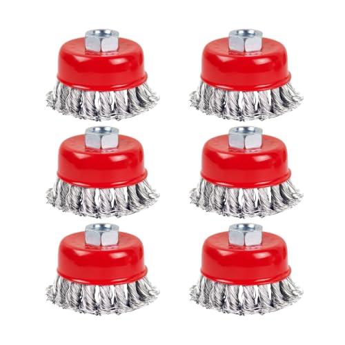 Image of 3in Wire Wheel Brush for Angle Grinder,Wire Cup Brush 5 /8-11 hub-6p | Twisted 0.021 inch Carbon Steel Wire Wheels for Angle Grinder Attachment, Metal Rust Paint Weld Burrs Removal