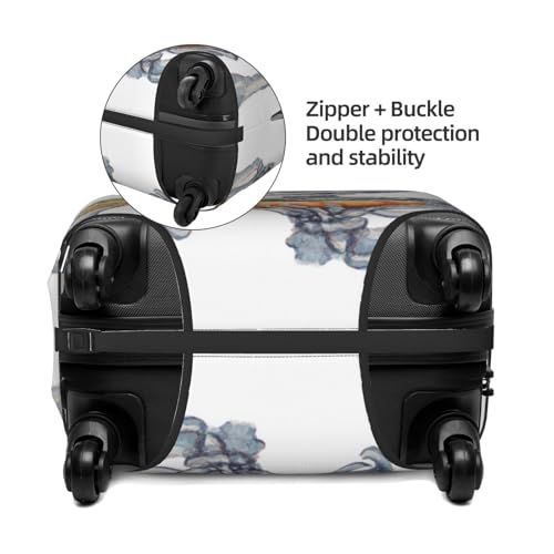 Skelton Drinking Watercolor Elastic Travel Luggage Covers Dustproof Scratch-Resistant Suitcase Protector Fit 22-24 Inch2