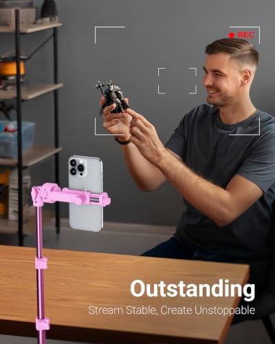 Image of VIMOSE 66 inch Phone Tripod, Tripod for iPhone with Remote & Phone Stand | Extendable Cell Phone Tripod for Video Recording, Ultimate Tripod & Monopod Accessories for iPhone /Android, Ruby Star