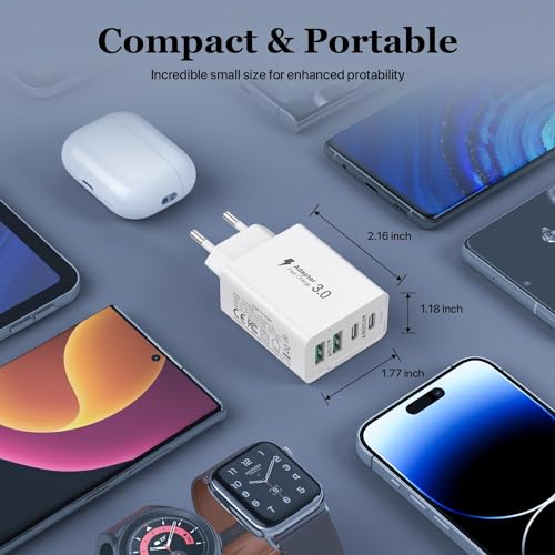40W Multi-Oplader Met USB-C en USB-A Poorten, Dual-Port Muurlader PD+QC Compatibel Met iPhone 14/13/12/Pro Max/XS/XR/Samsung/Tablet - Afbeelding 7