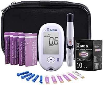 Bruno MD6 Blood Ketone & Glucose Monitoring System | Track Your Ketones & Ketogenic Diet Progress | Ketosis Test Kit with Lancing Device, 10 Keto Strips + 50 Lancets