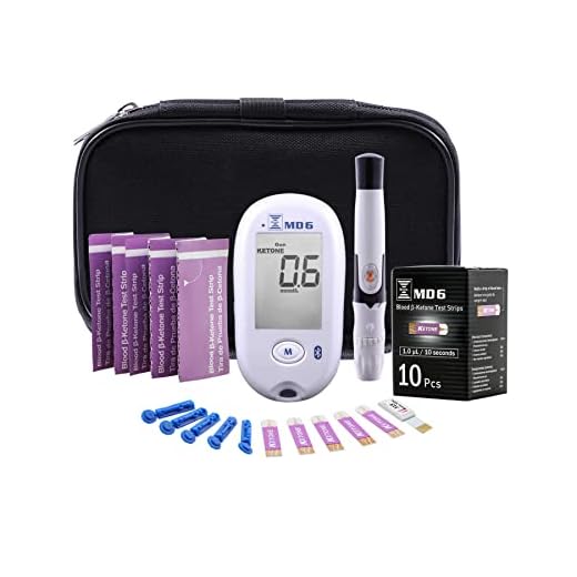 Bruno MD6 Blood Ketone & Glucose Monitoring System | Track Your Ketones & Ketogenic Diet Progress | Ketosis Test Kit with Lancing Device, 10 Keto Strips + 50 Lancets