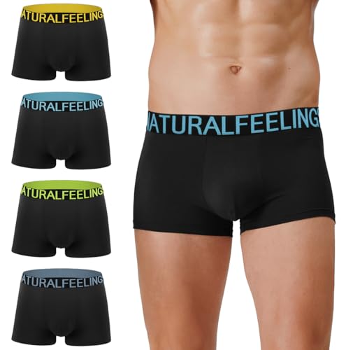 Natural Feelings Boxershorts Herren 4er-Pack Unterhosen Männer Multipack L, B, schwarz
