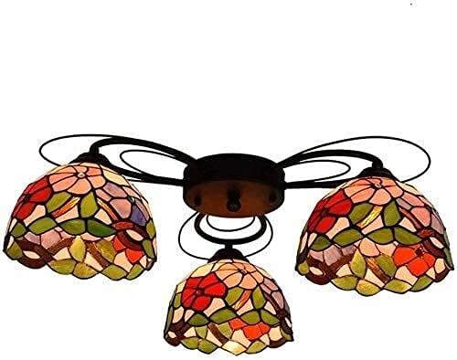 FSunKoFu Tiffany kroonluchter lamp tiffany 3 multi-head plafond lamp lamp ochtend glorie patroon gekleurd glas woonkamer slaapkamer plafondlamp