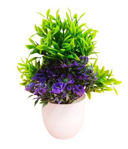 Image of Dekorly Artificial Potted Plants, Artificial Plastic Eucalyptus Plants Small Indoor Potted Houseplants, Small Faux Plants for Home Decor Bathroom Office Farmhouse (White-Roundpot)
