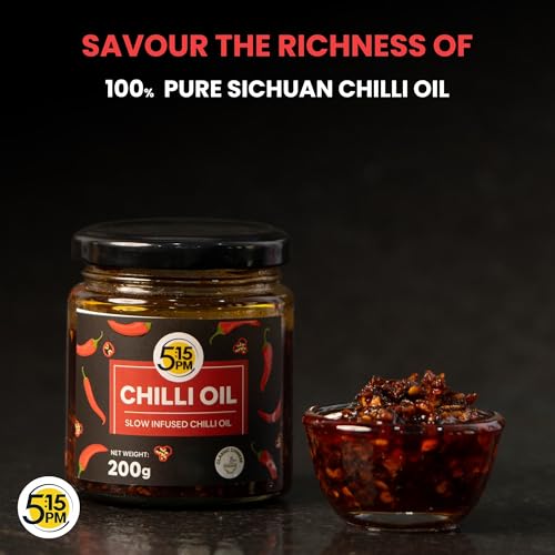Image of 5:15PM Chilli Oil 200Gm|Crispy Chinese Chilli Oil|Sichuan Chilli Oil Garlic|Slow Infused|100% Natural,Vegan & Gluten Free|No Artificial Colours & Flavour|Perfect Stir-Fries,Noodles,Pizzas,200Gm