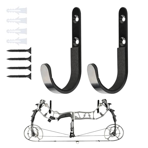 SOPOGER Bow Wall Mount Hanger - Universal Archery Compound Bow Holder Hooks Crossbow Rack Bow Stand to Storage and Display Recurve Compound Bow Longbow (1 Pair)