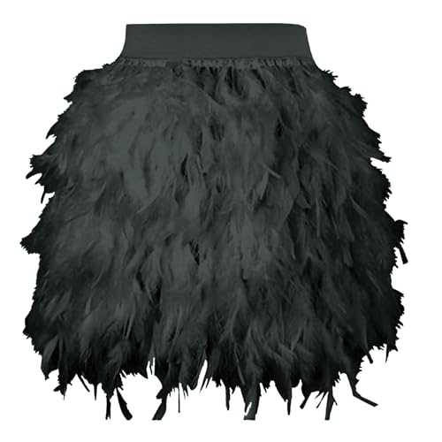 Vêtements de performance de scène pour femme jupe mi-corps en plumes coton Noir