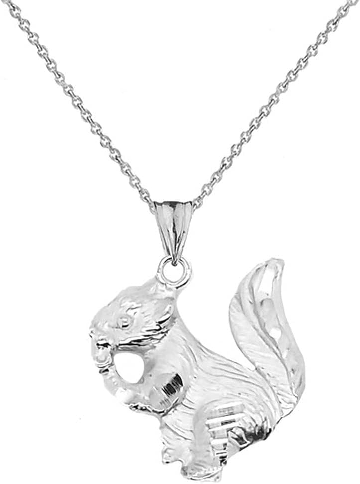Fine Sterling Silver Squirrel Animal Charm Pendant Necklace