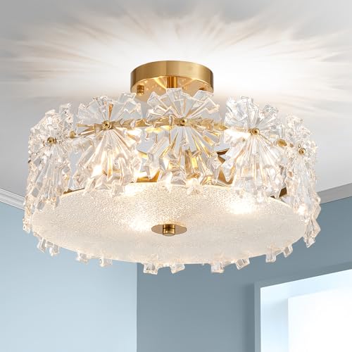 Lampe de plafond en verre SHRINE lustre salon pour ambiance chaleureuse