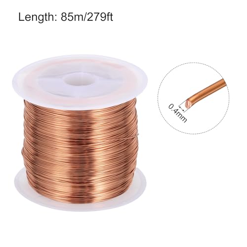 QUARKZMAN 0,4 mm Magnetdraht 85 m emaillierter Kupferdraht emaillierter Magnetwicklungsdraht Spule 100 g 155 °C für Transformatoren Induktoren