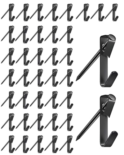 JIPUKE 40Pcs Picture Hooks Kit, Picture Hooks, Photograph Hooks and Nails, Heavy Duty Wall Hangers for Photo Frames, Mirror, Clocks & Wall Art, Ideal for Office and Home Use (Black)