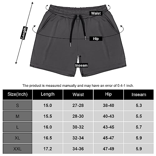 Fasker Mens Athletic Shorts, 5" Gym Workout Running Shorts Mesh Lightweight Sport Shorts Bodybuilding Training With Pockets, Grey, M #TOP3