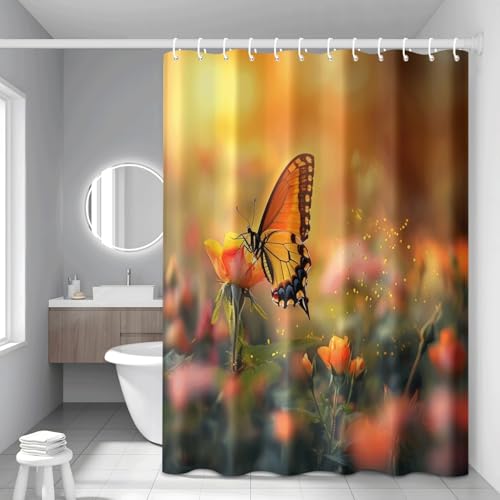 Rideau de douche polyester anti moisissure 200x220cm jaune