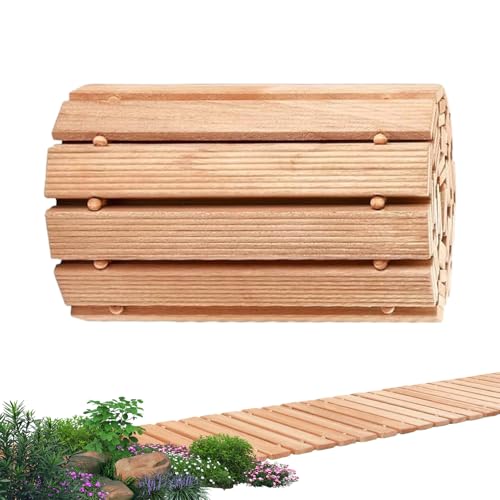 Camino de jardín enrollable – 1,8 m de largo camino de jardín de madera | Alfombra de senderos ajustable de longitud para exteriores decorativa de patio para patio trasero, fiesta en la playa, eventos