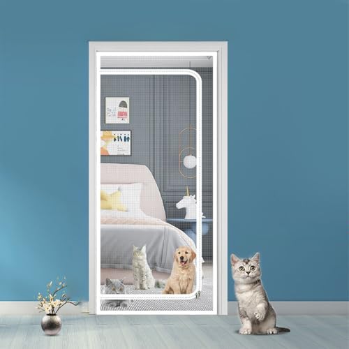Barreira de porta de tela de gato porta interna, porta de tela de animal de estimação - Portão de ma