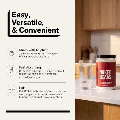 Image of NAKED BCAAs Amino Acids Powder, Only 1 Ingredient, Pure 2:1:1 Formula, Vegan Unflavored Branched Chain Amino Acids, Instantized All Natural BCAA Supplement - 500 Grams, 100 Servings