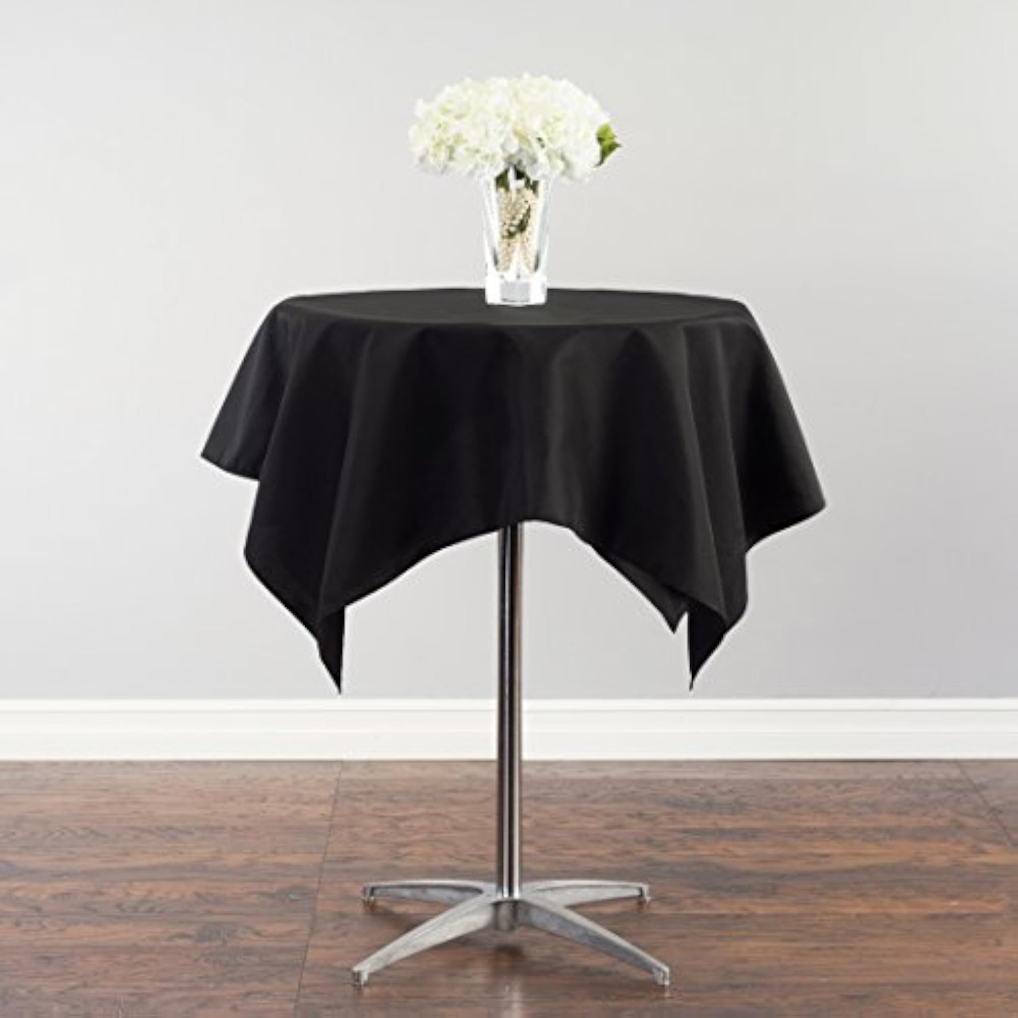 54-Inch Square Polyester Tablecloth Black