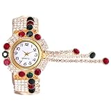 yeeplant Orologio da donna con strass, bracciale rigido glitterato, orologio da polso decorativo in metallo