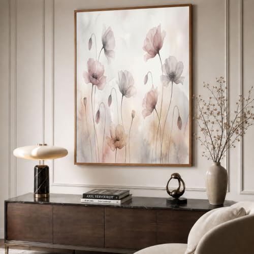 Cuadros de lienzo modernos de amapolas estilo casa de campo para decoración de dormitorios 2