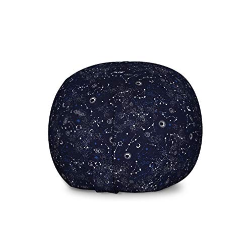 Image of Ambesonne Blue Sky Storage Toy Bag Chair for Home & Room, Organization Repeating Stars Constellation Galaxy Science Outer Space Print Stuffed Animal Organizer Washable Bag, Large Size, Night Blue