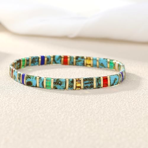 Image of KELITCH Women Pearl Beaded Bracelet Tila Stretch Bracelets Candy Colors Friendship New Jewelry