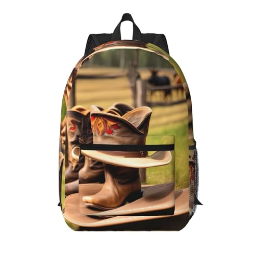 Sac à dos d'école léger EdWal noir avec motif cowgirl pour ordinateur et cours