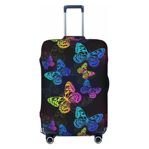 Spandex Travel Luggage Cover Printed Multicolored Butterflies Double-Sided Suitcase Protector Bag,Dust-Proof Anti-Scratch Durable Baggage Covers For Kid Adult,Medium