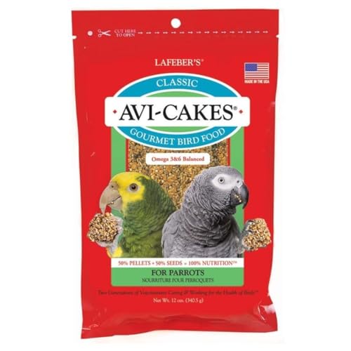 LAFEBER'S Classic Avi-Cakes Pet Bird Food, Made with Non-GMO and Human-Grade Ingredients, for Parrots, 12 oz