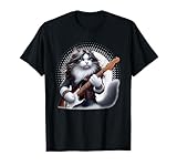 Chemise chat rock jouant de la guitare drle chat T-Shirt