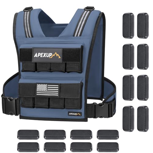 Image of APEXUP Adjustable Weighted Vest Men 20lbs /30lbs /40lbs Weights with Reflective Stripe, Weight Vest Woman Workout Vest for Strength Training Running Walking