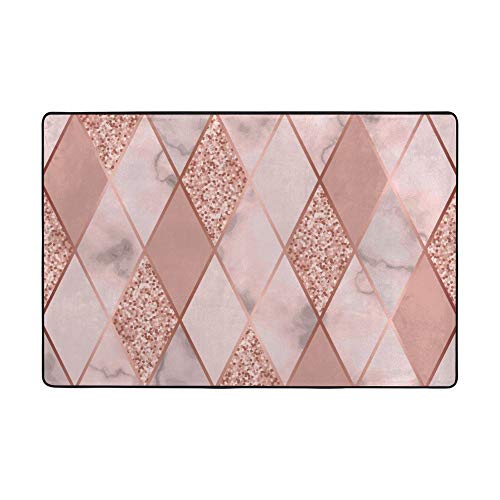 Tapis géométrique effet marbre rose losanges de haute finition - 6