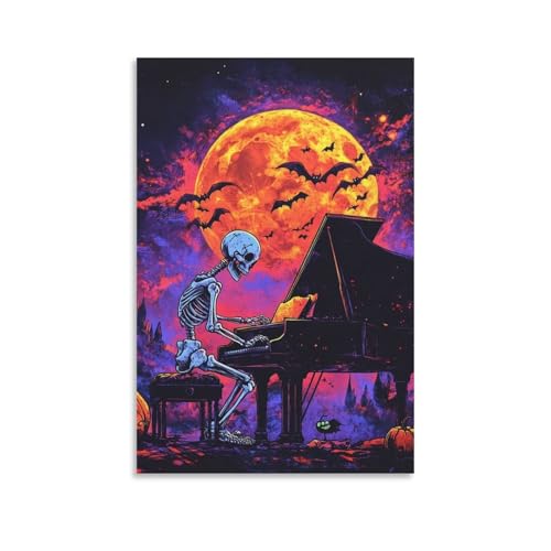 Pintura de cráneo en lienzo texturizado de 50x75cm con impresión mural de alta definición