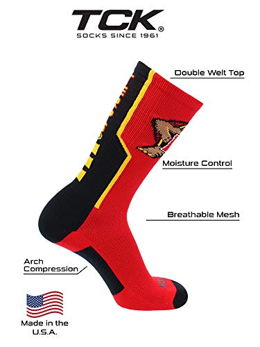 Tck Maryland Perimeter Crew Socks (Red/Black/Gold, Medium) #TOP3