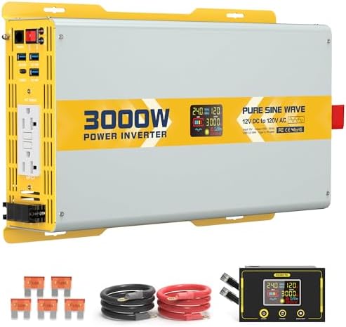 Amazon.com: XWJNE 3000W Pure Sine Wave Power Inverter 12V DC to 120V ...
