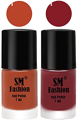Image of Long Lasting Nail Polish | Nail Paint Combo 7 ml Each) - Set of 2 Light Coral-Plum