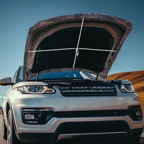Image of Car Hood Cover Protector Spider Web Print Waterproof Car Hood Wrap Blanket Auto Flag Automotive Halloween Exterior Accessories for Sedans SUVs Pickups Trucks Jeeps