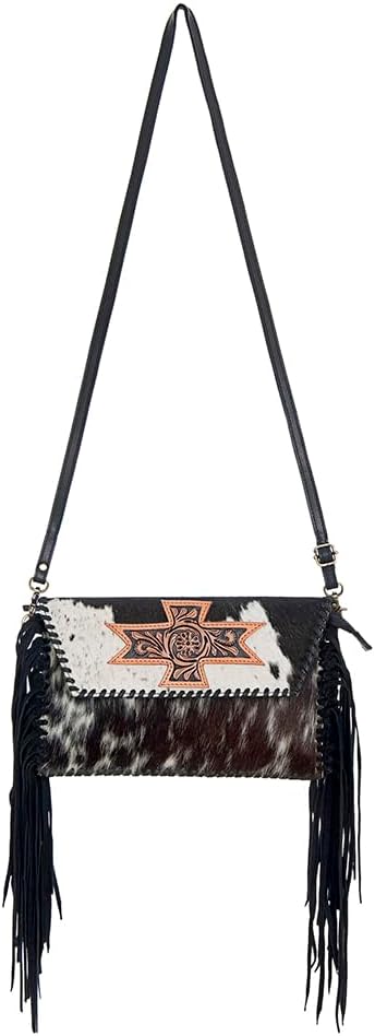 American Darling Women's Envelope Bag Hand Tooled Hair - On Genuine Leather Handbag and Ladies Purse
