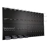 Peg Board for Wall 48x24 inch with 63 Pcs Hooks Accessories, Garage Storage Black Pegboard Wall Organizer, Metal Pegboard Panels with Hooks, Modular Mounted Control Peg Board Tool Organization
