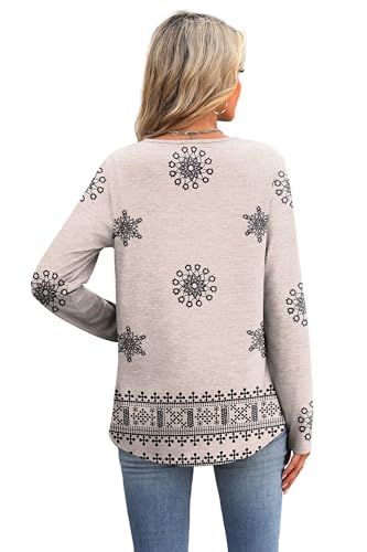 Image of XIEERDUO Boho Tops for Women Blouses Dressy Casual V Neck Long Sleeve Shirts Fall Outfits Trendy Vacation Clothes