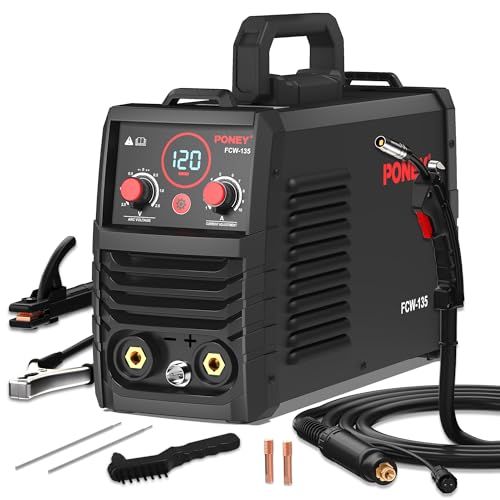 Image of PONEY 120A Flux Core MIG Welder 110V - 3 in 1 Gasless MIG/Stick/Lift TIG Welding Machine with Synergic Control IGBT Inverter Multi-process Portable Wire Feed Welder