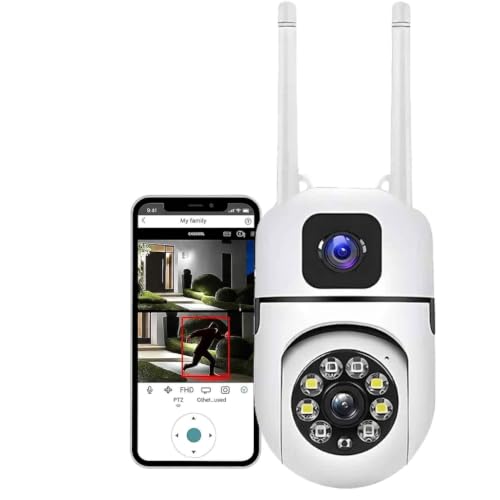 Image of securinnov 4+4MP Smart WiFi PTZ CCTV Camera for Home Outdoor | 360 View | Color Night Vision | Motion Detection | Two-Way Audio | Wireless Security Camera with Mobile App V380 Pro
