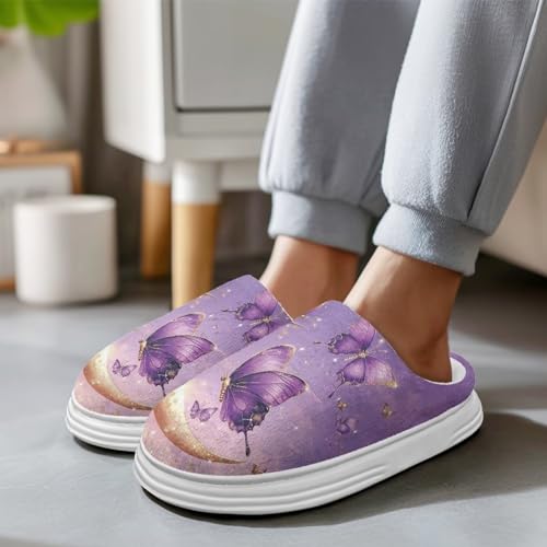 Washable House Slippers for Woman Slip-on Comfortable Fuzzy Scuff Home Slippers with Anti-Skid Rubber Sole2