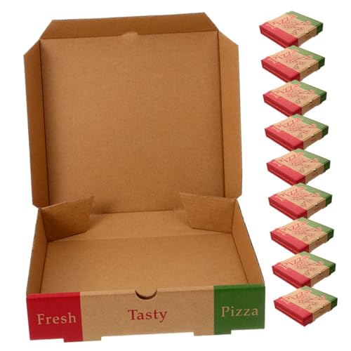 KICHOUSE 10pcs Pizza Box Commercial Grade Thick Paper Pizza Container Foldable Takeout Pizza Boxes for and Storage