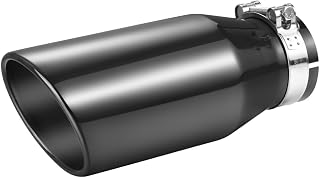 A-KARCK Black Chrome Exhaust Tips 3" Inlet, 3" Inlet 5" Outlet 12" Length Clamp on Universal Never Fading Stainless Steel Muffler Tip
