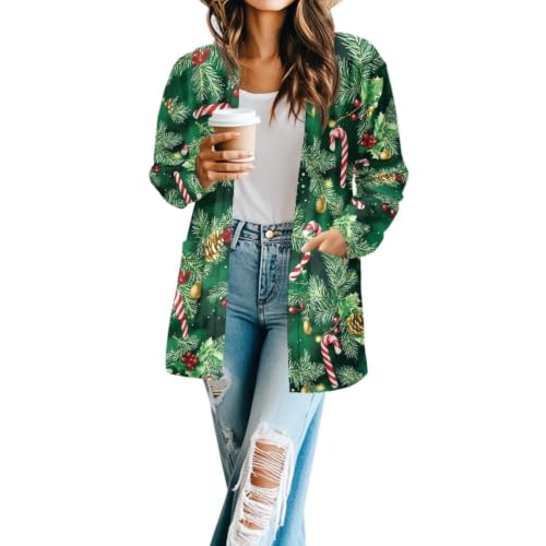 Image of Forchrinse Red Ladybug Cardigan for Women Causal Long Sleeve Open Front Cardigans Sweater Fashion 2024 Fall Coat with Pockets