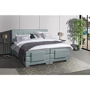 TERRA Elektrische Boxspring – Luxe uitvoering – Diverse maten & kleuren (Ijsblauw, 160×200)