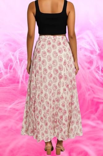 Image of Premium Long Skirt | Stylish Long Crushed Cotton & Unique Prints | Floor Length Skirt for Women | Elastic Waist Premium Maxi Skirt - Comfortable Casual Wear