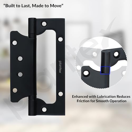 Image of Plantex Butterfly Hinges for Door /Stainless Steel Door Hinges /5 Inch x 14 Gauge Hinge /2.5 mm Hinges for Home /Office /Hotel /Non-Mortise Hinge - Pack of 4 (Black)