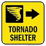 Tornado Shelter Right Arrow Sign, 12x12 Inches, 55 mil thick HDPS (high density polystyrene), Made in USA by My Sign Center